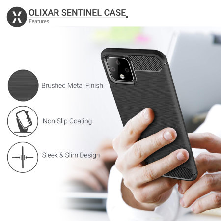 Olixar Sentinel Google Pixel 4 Case & Glass Screen Protector - Black