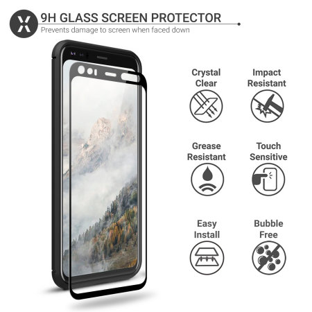 Olixar Sentinel Google Pixel 4 XL Case & Glass Screen Protector -Black