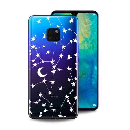 LoveCases Huawei Mate 20 Clear Gel Case - White Stars And Moons
