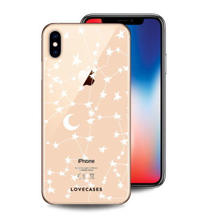 LoveCases iPhone XS Gel Case - White Stars And Moons