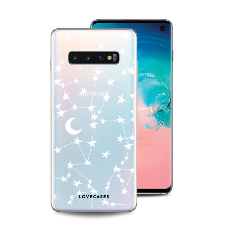 LoveCases Samsung Galaxy S10 Plus Gel Case - White Stars And Moons