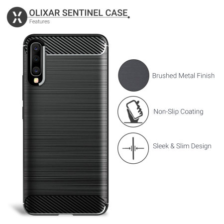 Olixar Sentinel Galaxy A70s Hoesje en Glazen Screenprotector - Zwart