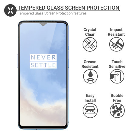 Olixar OnePlus 7T Tempered Glass Screen Protector - Black