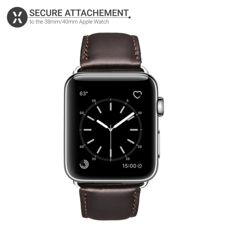 Olixar Genuine Leather Apple Watch 40mm / 38mm Strap - Brown