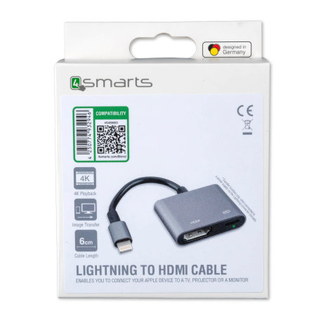 4smarts iPhone 11 Lightning naar HDMI Adapter - Zwart grijs