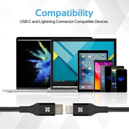 Promate UniLink-LTC iPhone 11 Pro Max USB-C to Lightning Cable-Black