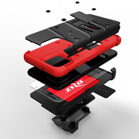 Zizo Bolt Series Google Pixel 4 XL Case & Screen Protector - Black/Red