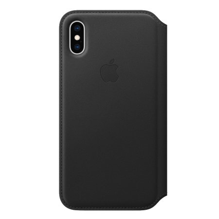 Official Apple iPhone XS Leather Folio Wallet Case - Black