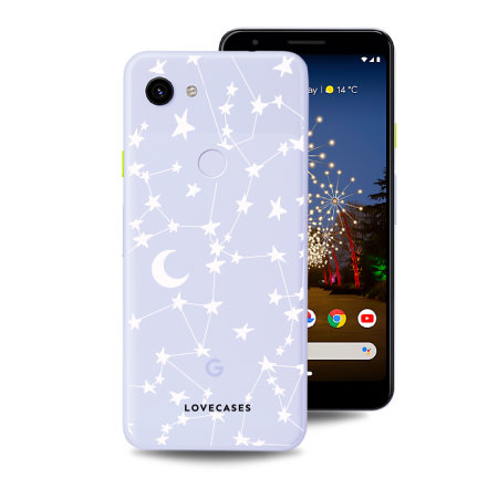 LoveCases Google Pixel 3a XL Gel Case - White Stars And Moons