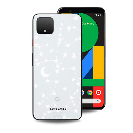 LoveCases Google Pixel 4 Gel Case - White Stars And Moons