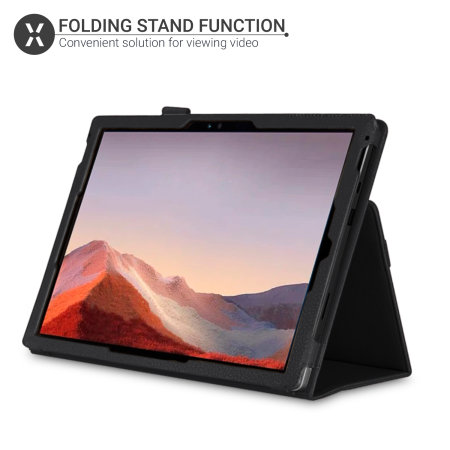 Olixar Leather-style Microsoft Surface Pro 7 Stand Case - Black