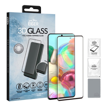 Eiger 3D Samsung A71 Tempered Glass Screen Protector - Clear / Black