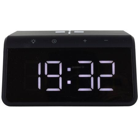 Ksix Note 10 Alarm Clock w Qi Fast Charge Wireless Charger-Black