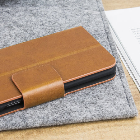 Olixar Leather-stil Samsung Galaxy A51 lommebok Stand Deskel - Brun