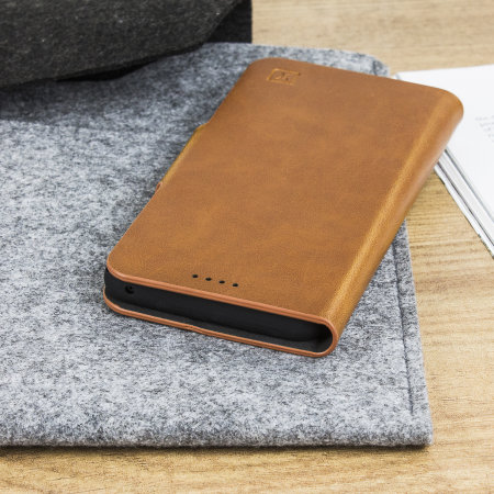Olixar Leather-stil Samsung Galaxy A51 lommebok Stand Deskel - Brun