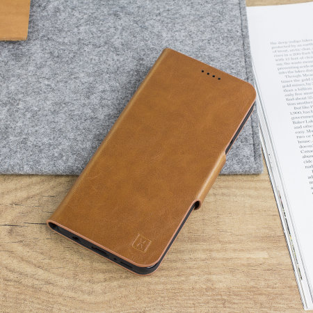 Olixar Leather-Style Samsung Galaxy A71 Wallet Stand Case - Brown