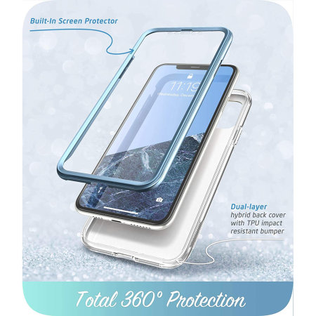 Coque iPhone 11 i-Blason Cosmo & Protection d'écran – Marbre bleu