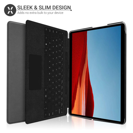 Housse Microsoft Surface Pro X Olixar effet cuir & Support – Noir