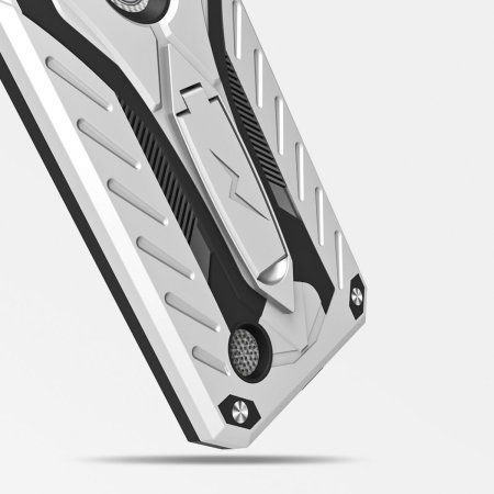 Zizo Static Kickstand & Tough Case For LG Rebel 4 - Silver / Black