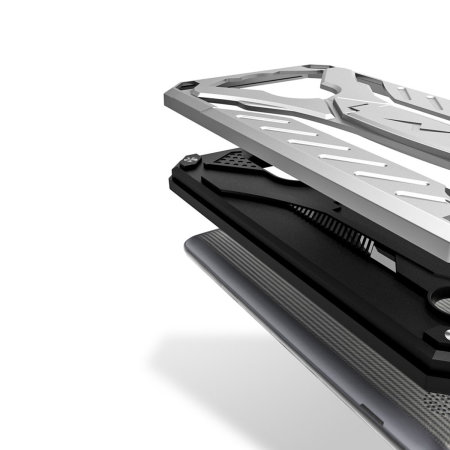 Zizo Static Kickstand & Tough Case For LG Aristo 2 Plus -Silver/ Black