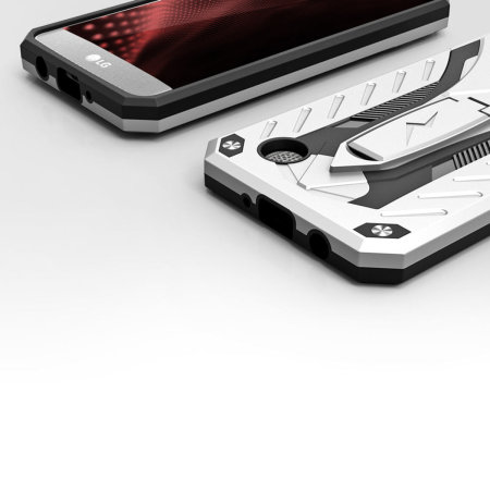 Zizo Static Kickstand & Tough Case For LG Aristo 3 Plus -Silver/Black