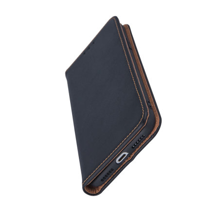 Olixar dünne echtes Leder Samsung Galaxy A51 Wallet Tasche - Schwarz