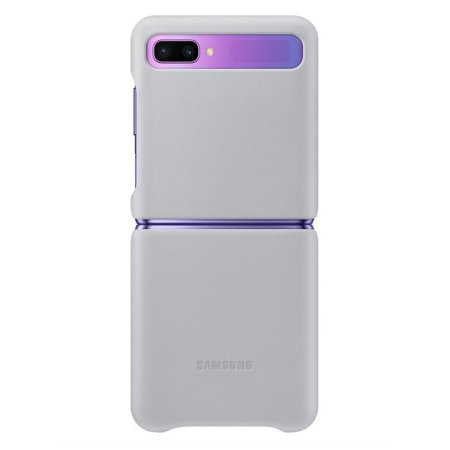 Official Samsung Galaxy Z Flip Genuine Leather Cover Case - Silver