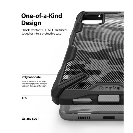 Ringke Fusion X Design Samsung Galaxy S20 Plus Tough Case - Camo Black