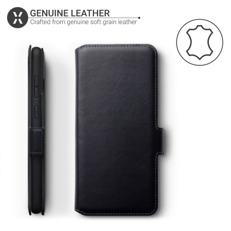 Olixar Slim Genuine Leather Samsung Galaxy S20 Wallet Case - Black