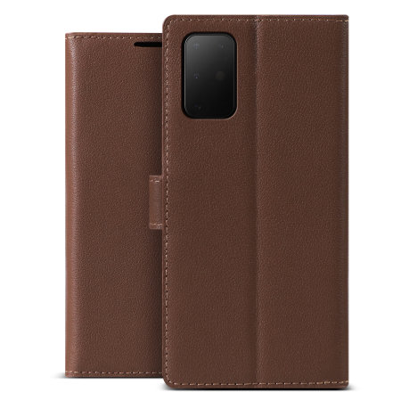 VRS Genuine Leather Stand Samsung Galaxy S20 Plus Folio Case - Brown