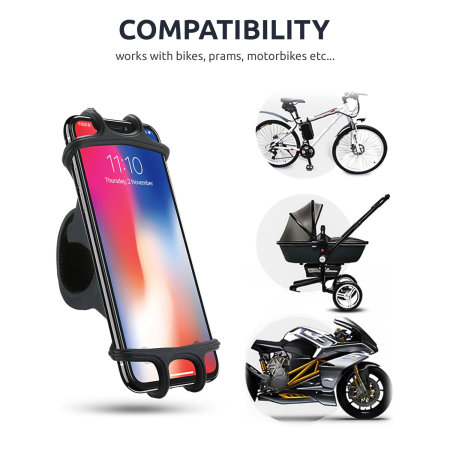 Olixar Universal Silicone Bike Mount For Smartphones Up to 7" - Black