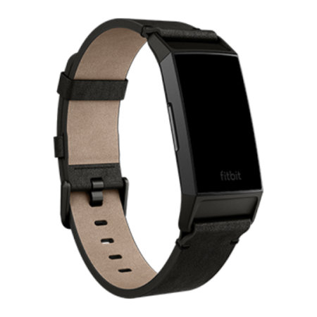 Fitbit Charge 4 Premium Leather Band Strap - Large - Black