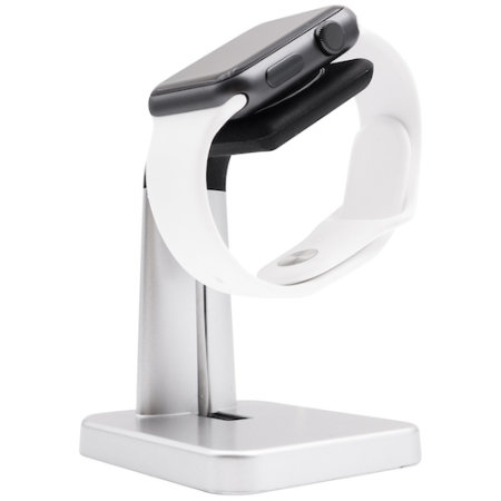 Macally Apple Watch Stand Holder - Silver / Black
