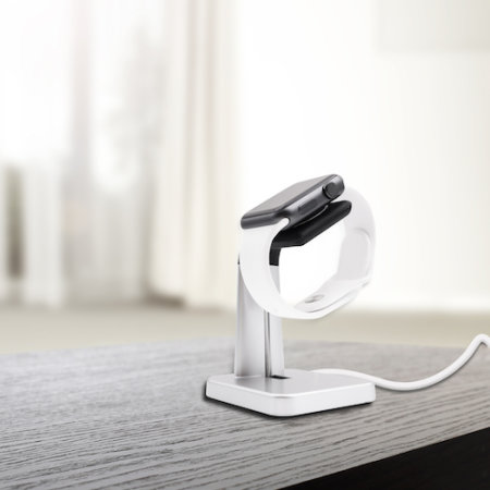 Macally Apple Watch Stand Holder - Silver / Black