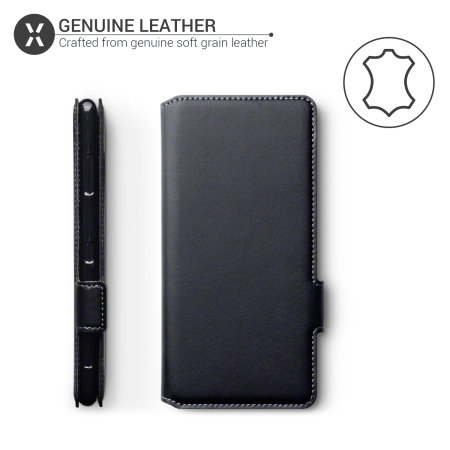 Olixar Slim Genuine Leather Huawei P40 Wallet Case - Black