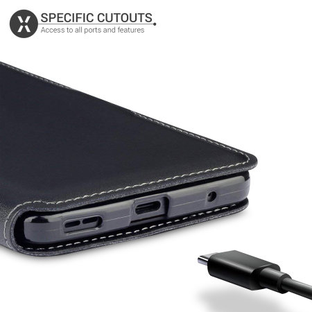 Olixar Slim Genuine Leather Huawei P40 Wallet Case - Black