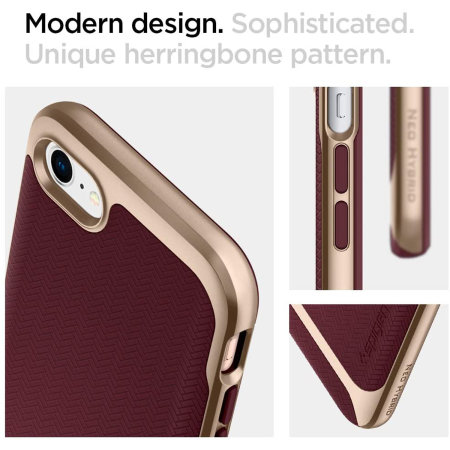 Spigen Neo Hybrid Herringbone iPhone SE 2020 Case - Burgundy