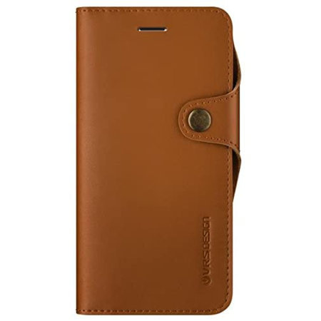 VRS Design Native Leather Diary iPhone SE 2020 Case - Brown