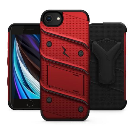 Zizo Bolt Series iPhone SE 2020 Case & Screen Protector - Red/Black