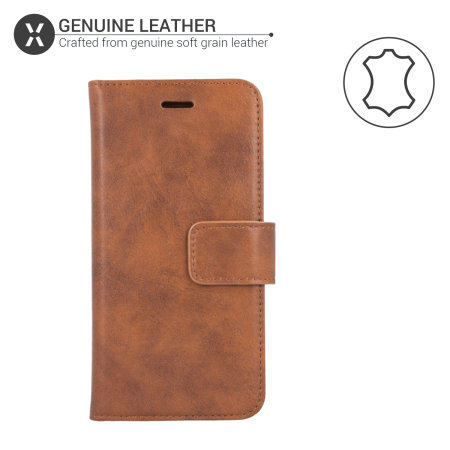 Olixar Genuine Leather iPhone SE 2020 Wallet Case - Brown