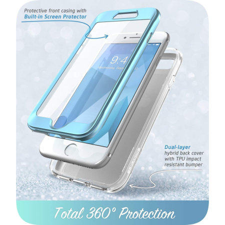 i-Blason Cosmo iPhone SE 2020 Slim Case & Screen Protector-Marble Blue
