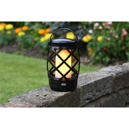 Auraglow Hanging Realistic Flame Camping Lantern - Black
