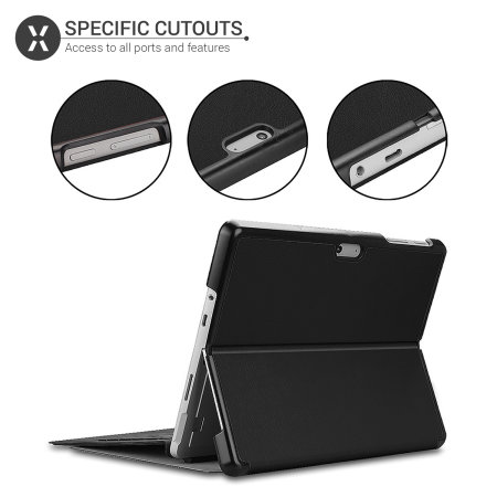 Olixar Leather-style Microsoft Surface Go 2 Folio Stand Case - Black