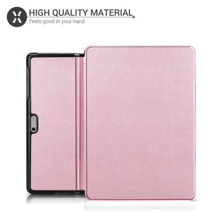 Olixar Leather-style Microsoft Surface Go 1 Folio Stand Case Rose Gold