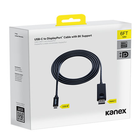 Kanex iAdapt USB-C To DisplayPort 8K Cable 1.8m - Black