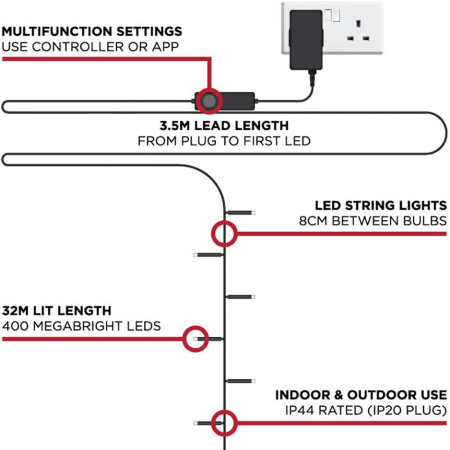 Twinkly Smart RGB LED String  Lights Gen II - 400 LEDs
