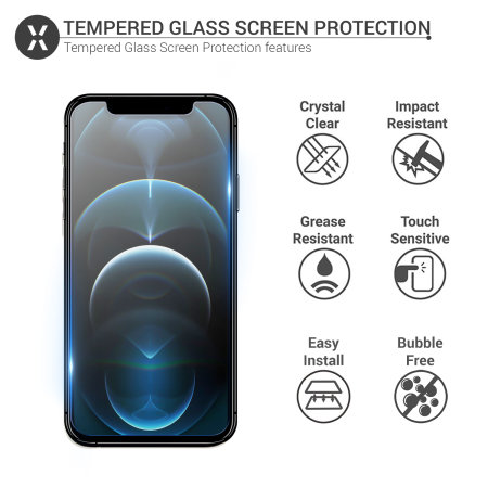 Olixar iPhone 12 Pro Max Tempered Glass Screen Protector - Black