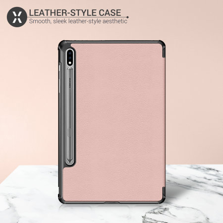 Olixar Leather-Style Samsung Galaxy Tab S7 Case - Rose Gold