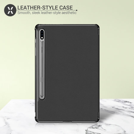 Olixar Leather-Style Samsung Galaxy Tab S7 Plus Case - Black