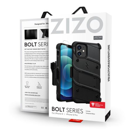 Zizo Bolt Series iPhone 12 Pro Tough Case - Black